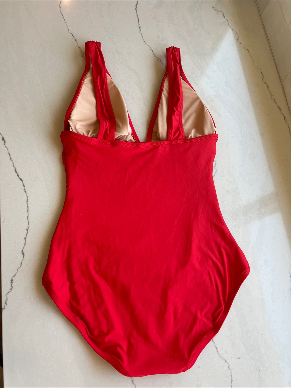 J. Crew Red One-Piece Ruched Swimsuit - Picture 4 of 6